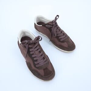 ZARA Mesh Suede Soft Trainers Brown Low Top Lace Up Sneakers Women's 38/US 7.5
